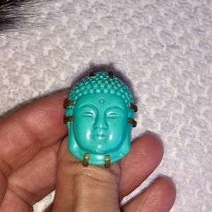 Adjustable Large Turquoise Buddha Ring